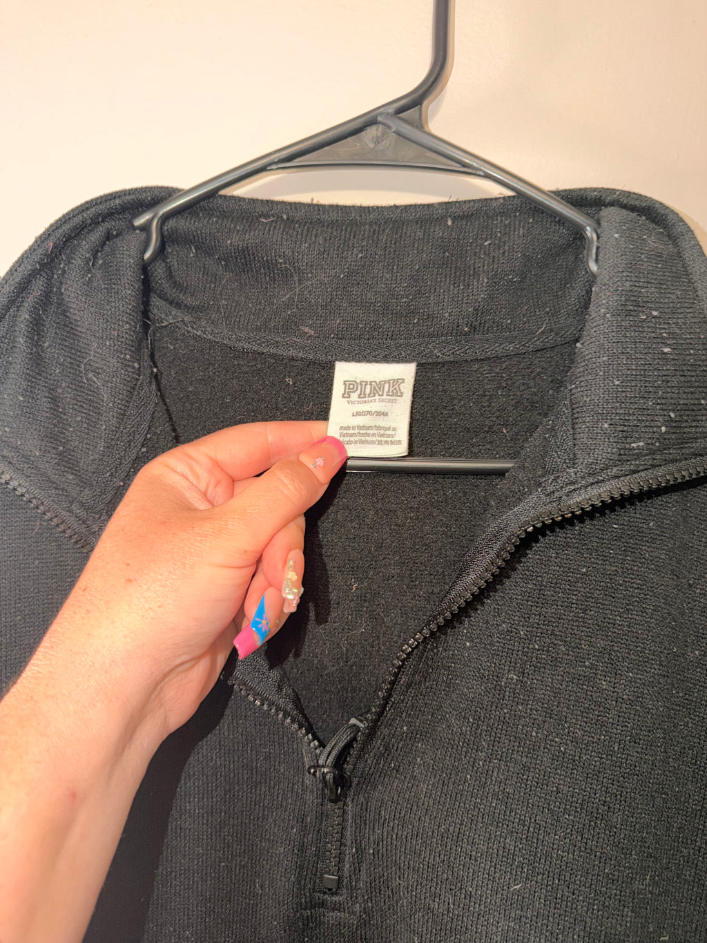 Victoria’s Secret Pink Black Quarter Zip Jacket - Large