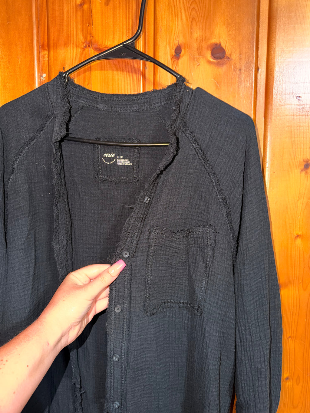 Aerie Gauzy Lightweight Button Oversized Shacket - XS