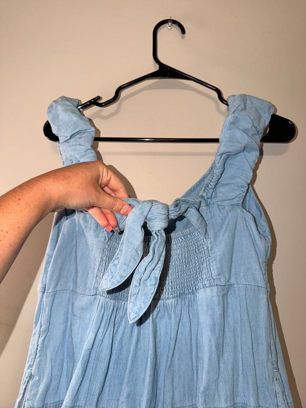 Old Navy Denim Style Tie Back Midi Dress - Medium