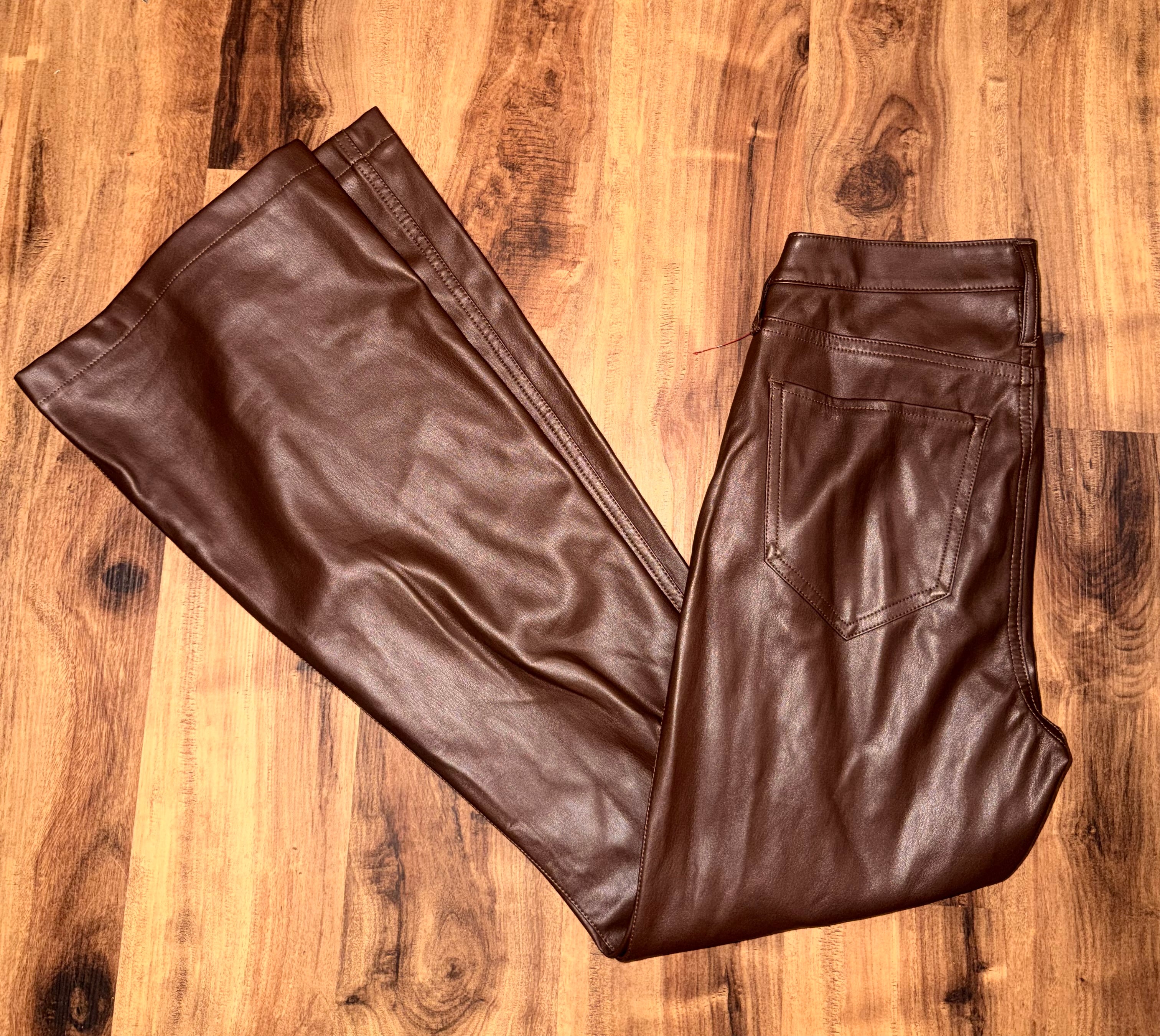 Hollister High Rise Flare Brown Leather Pants - 28”
