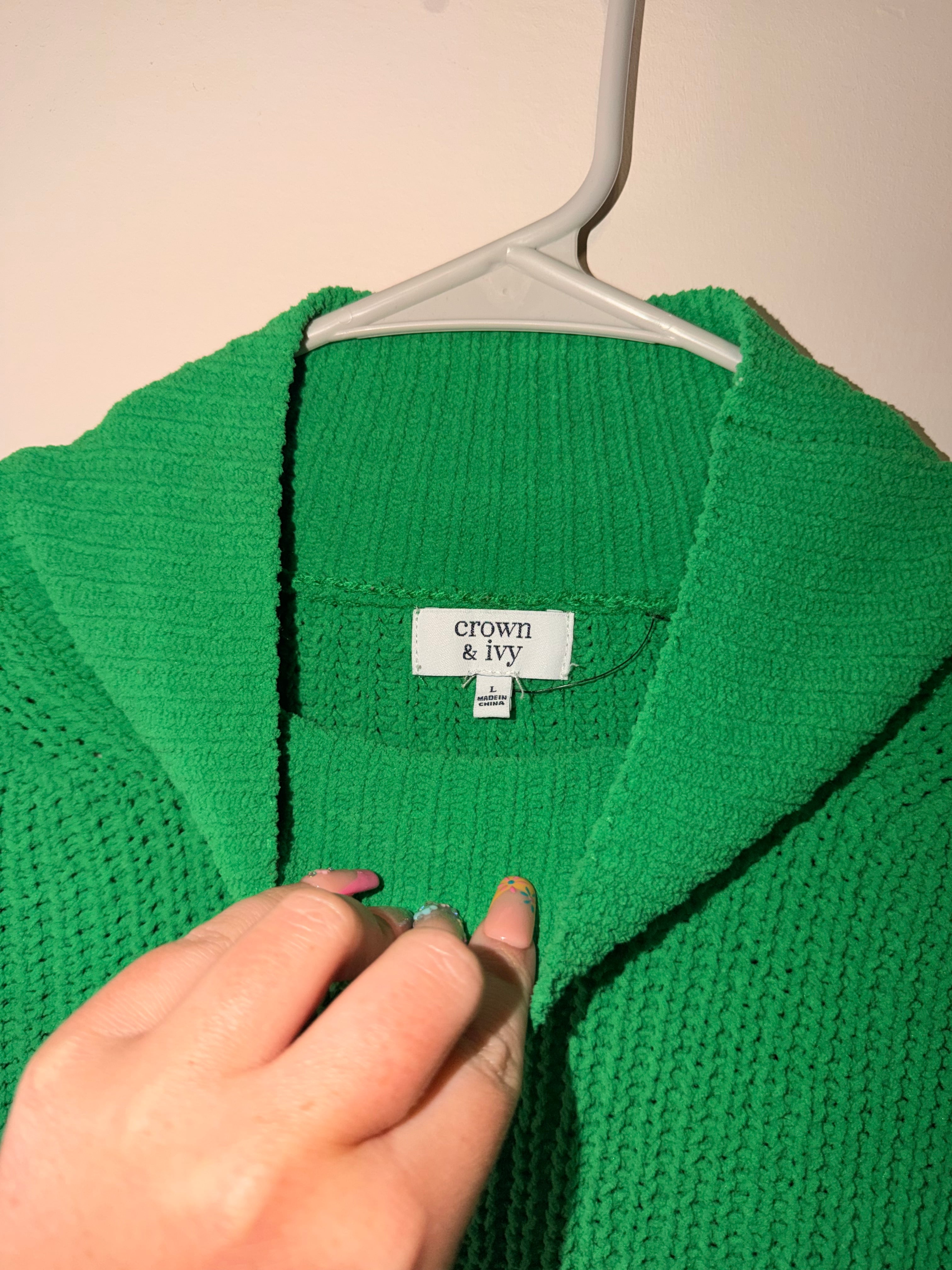Crown & Ivy Knit Green Sweater - Large