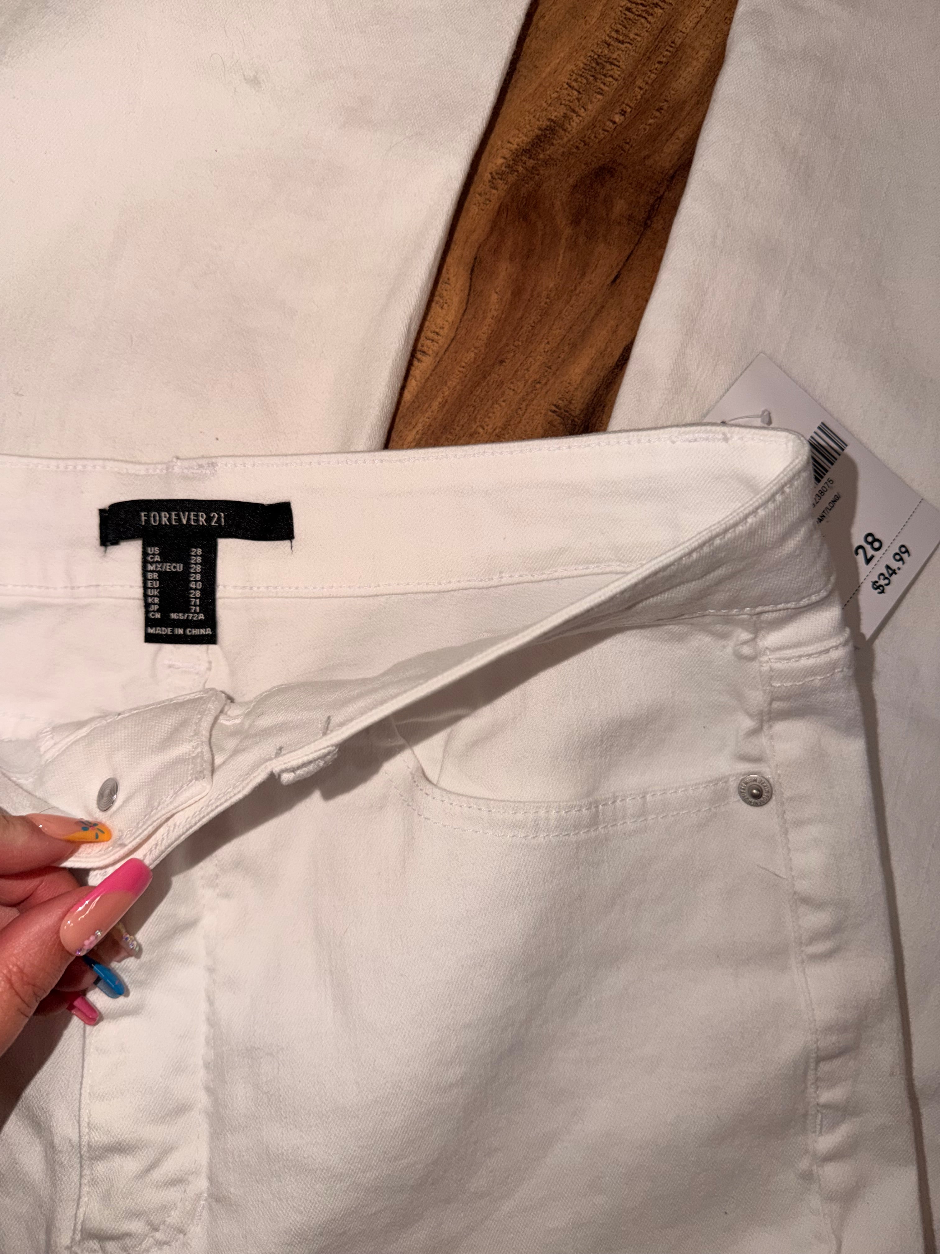 NWT Forever 21 White Flare Jeans - 28”