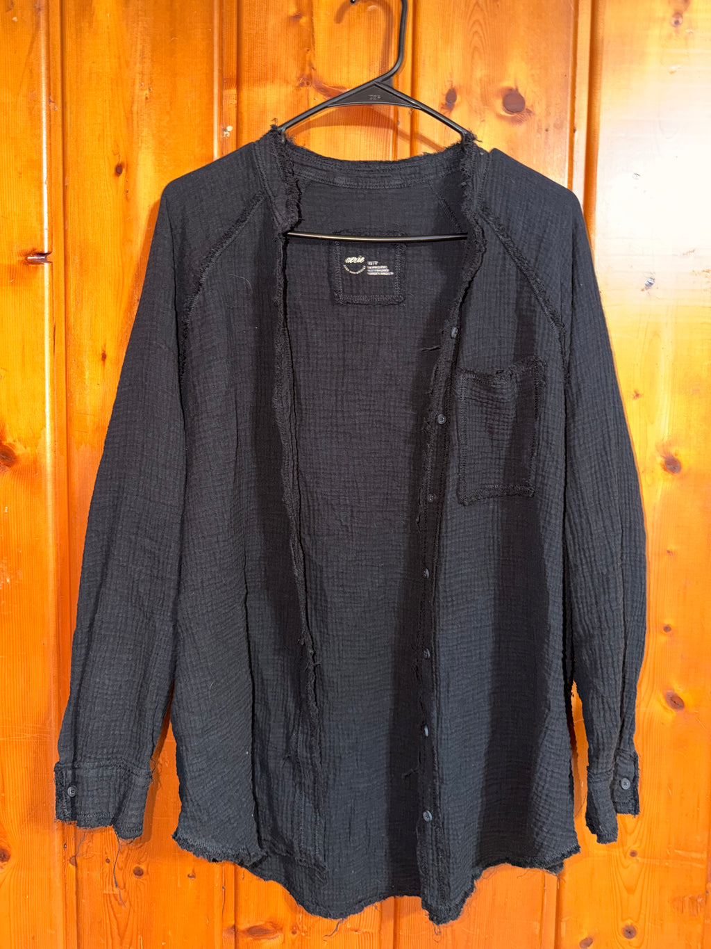 Aerie Gauzy Lightweight Button Oversized Shacket - XS