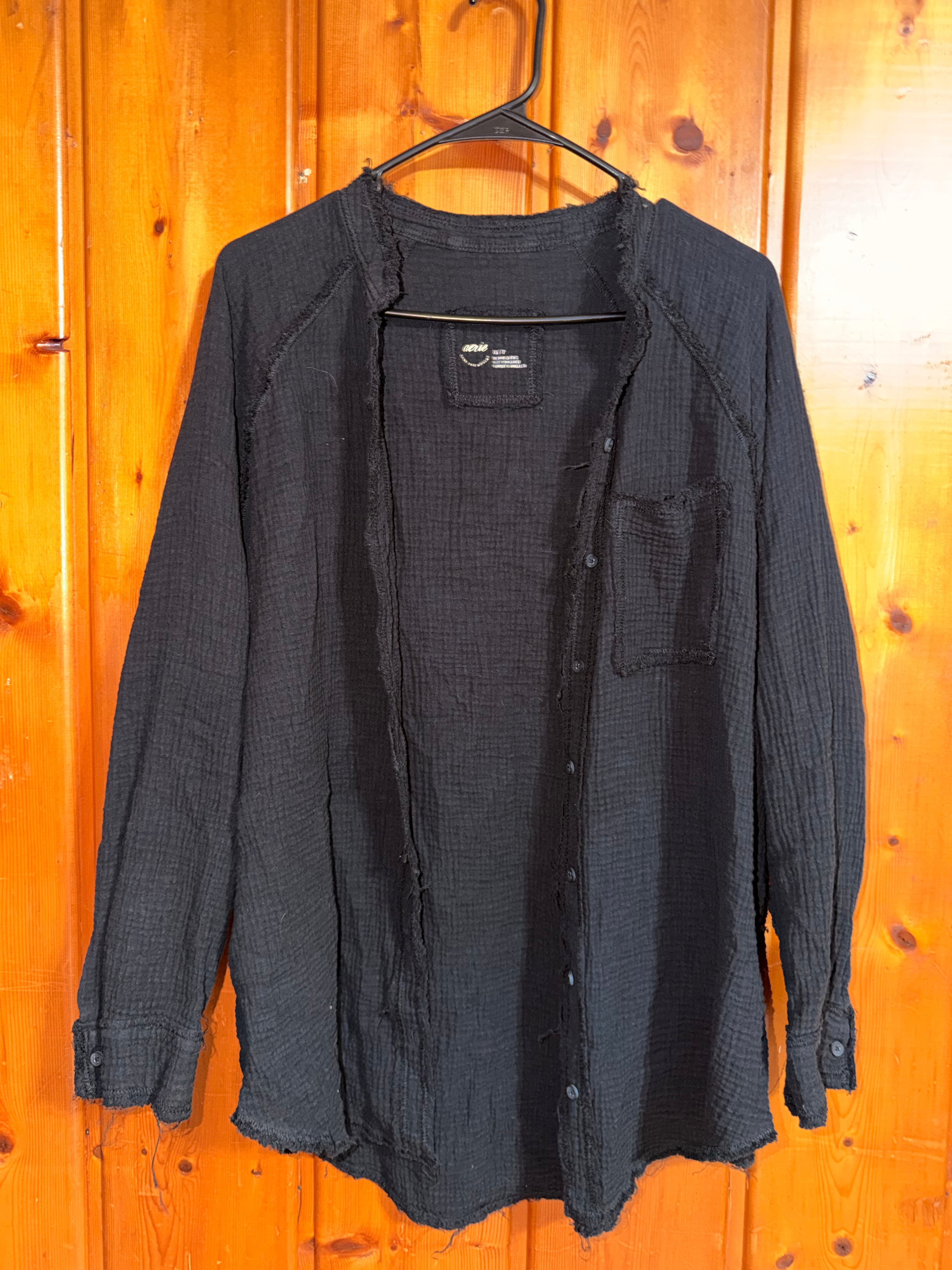 Aerie Gauzy Lightweight Button Oversized Shacket - XS