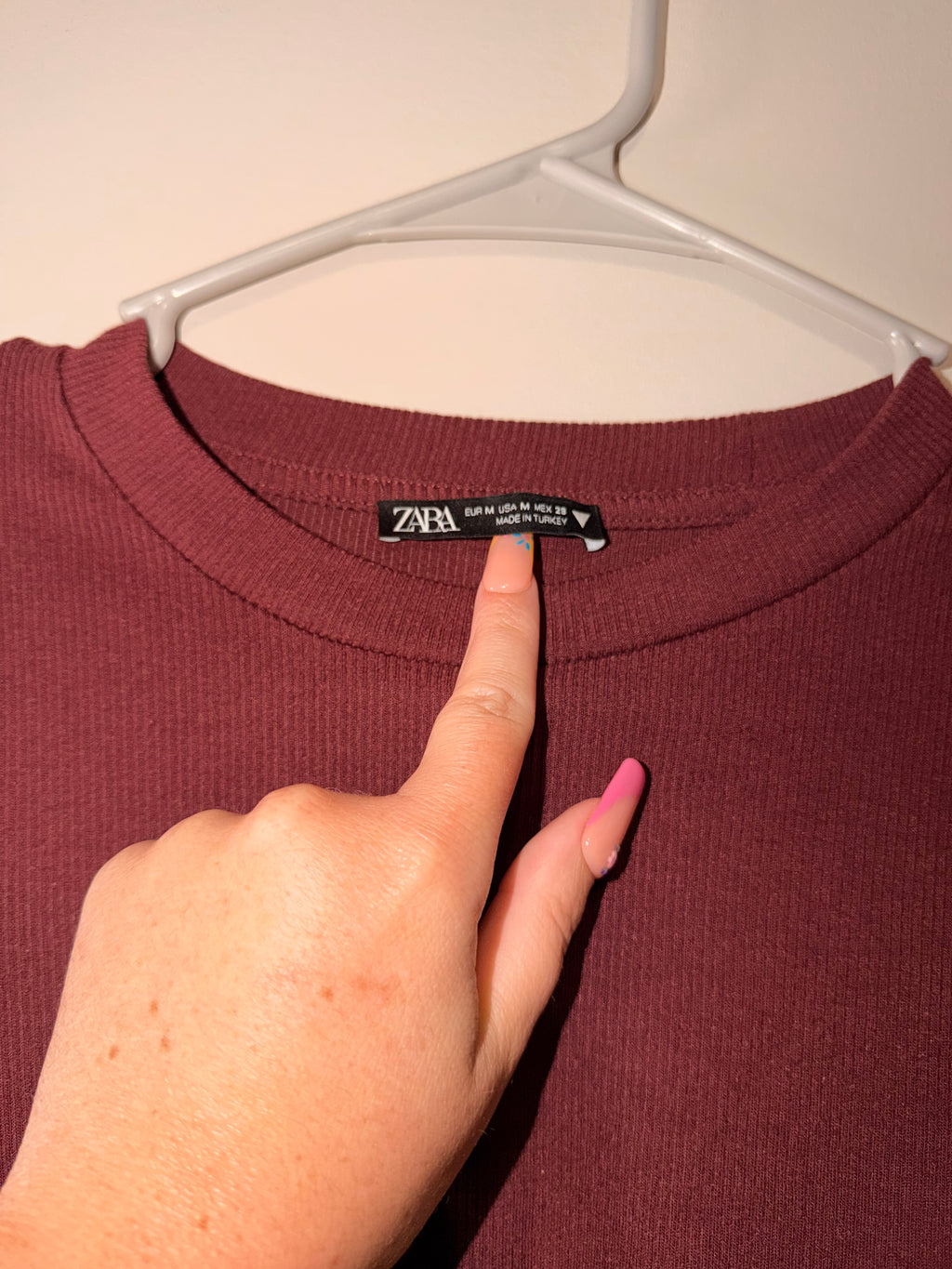 Zara Scrunch Side Ribbed Long Sleeve Top - Medium