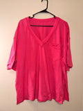 Boutique Raw Hem Pink Pocket Tee - Large