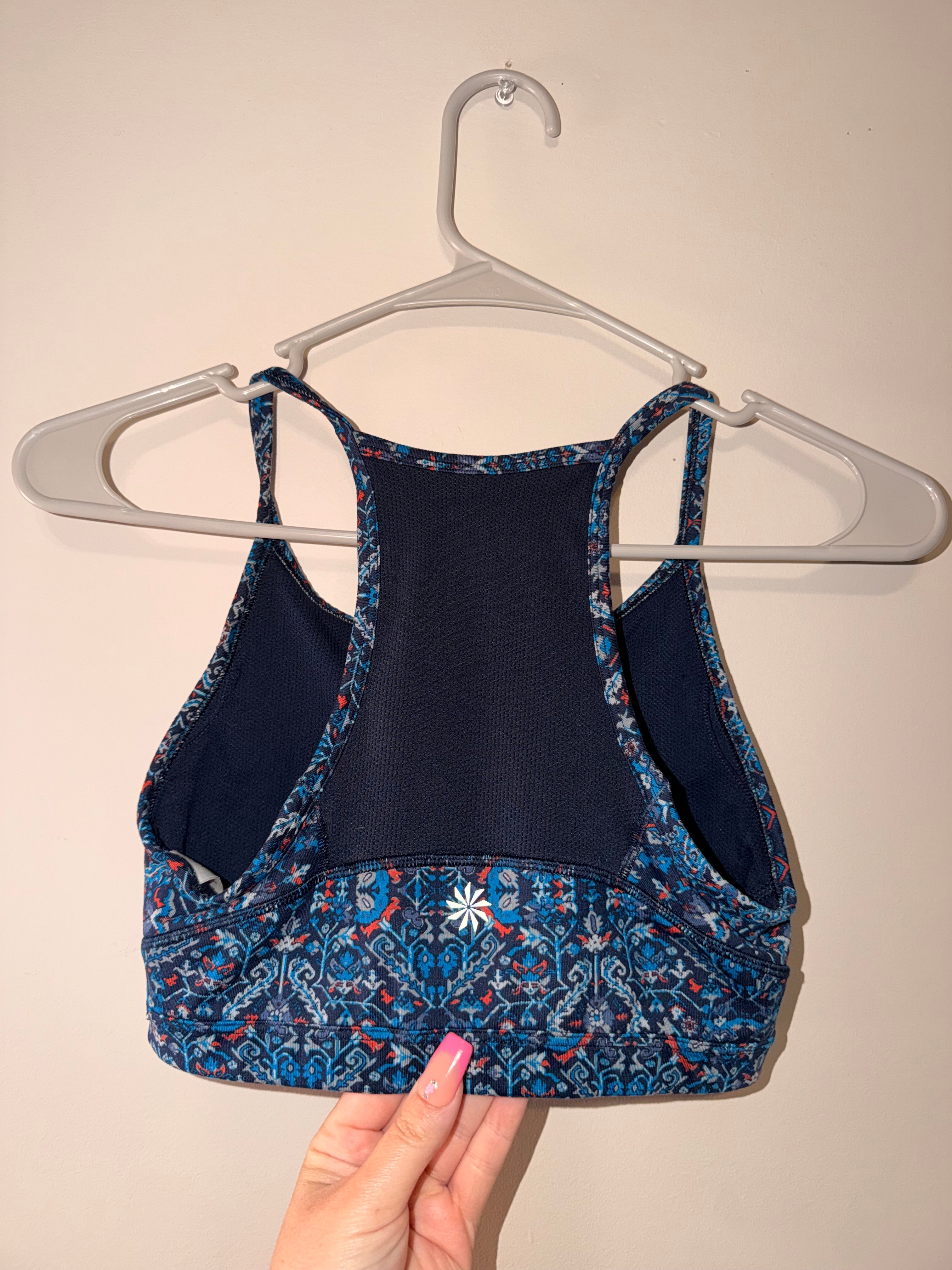 Athleta Printed Racerback Sports Bra - Small