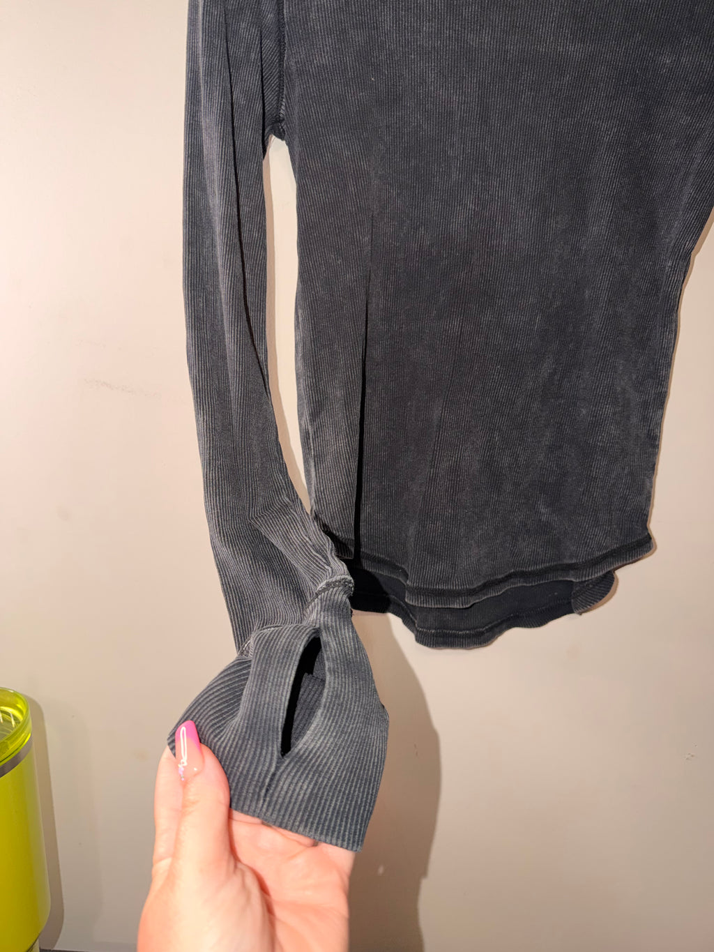 Stitch & Pine Mineral Wash Button Front Long Sleeve Top - Small