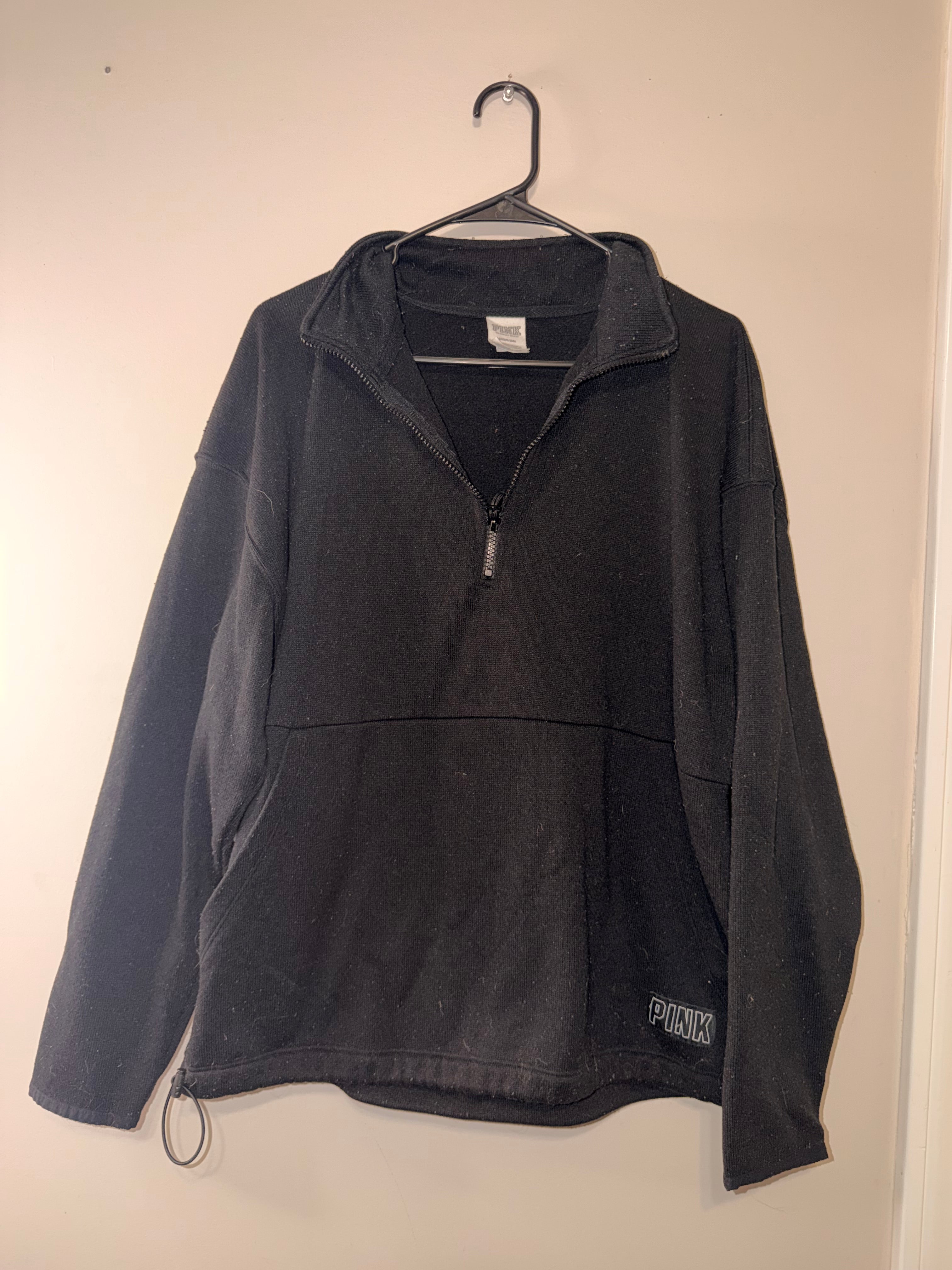Victoria’s Secret Pink Black Quarter Zip Jacket - Large