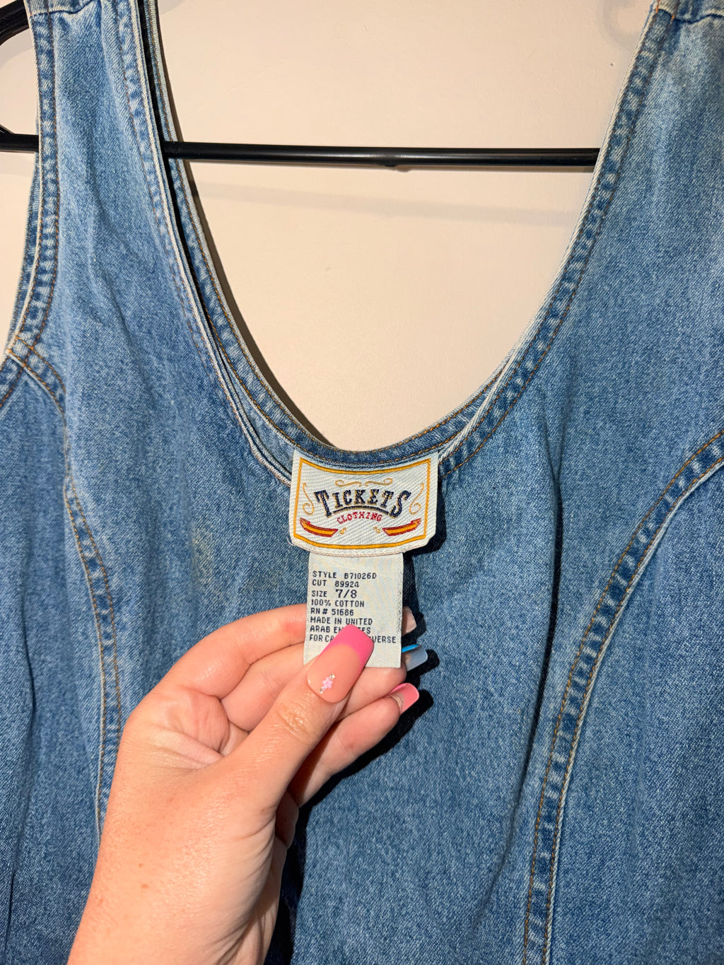 Tickets Clothing Vintage Denim Romper - 7/8