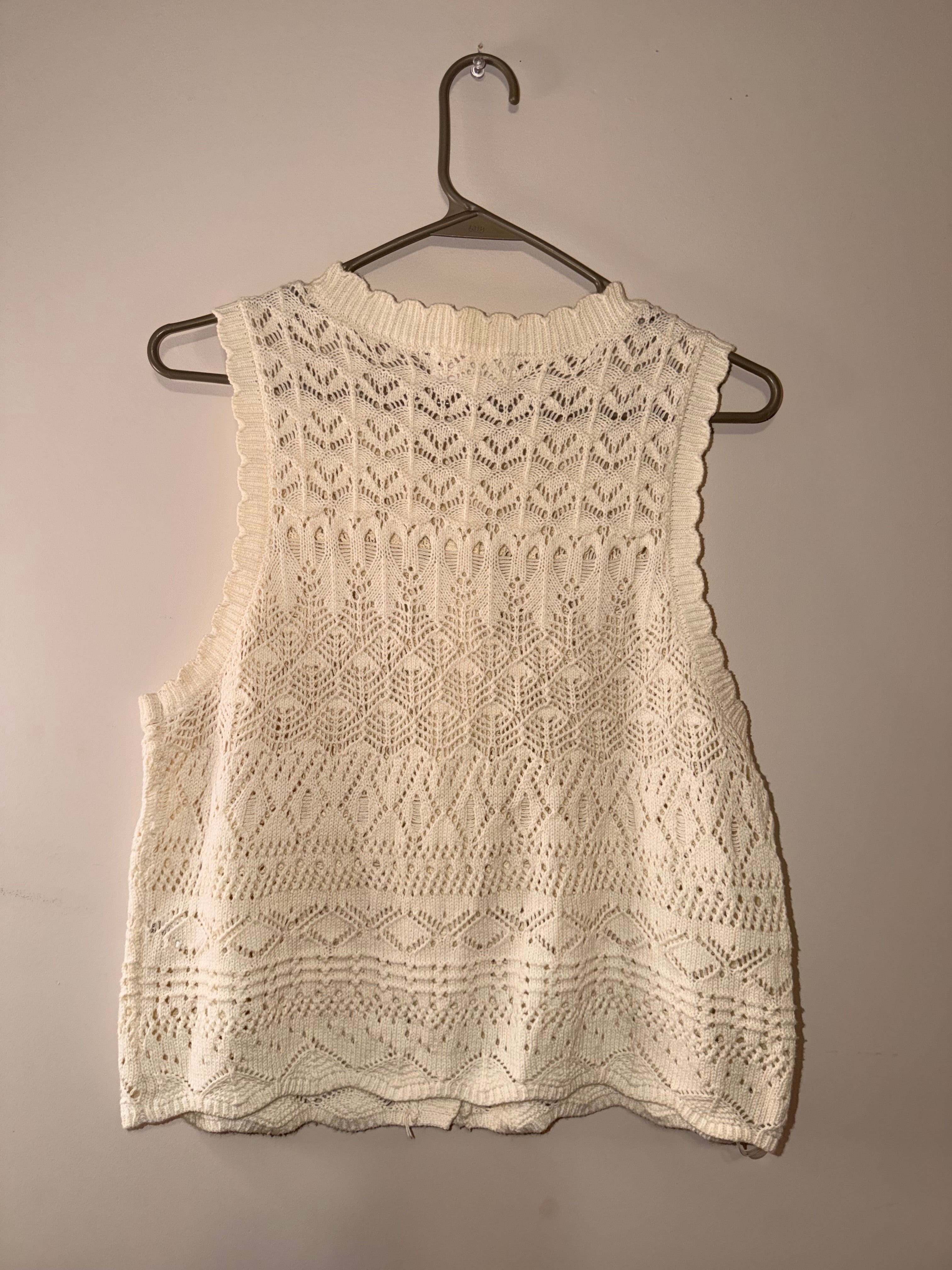 Hazel Moon Crochet Knit Button Front Vest - Large