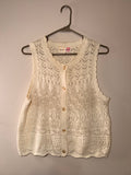 Hazel Moon Crochet Knit Button Front Vest - Large