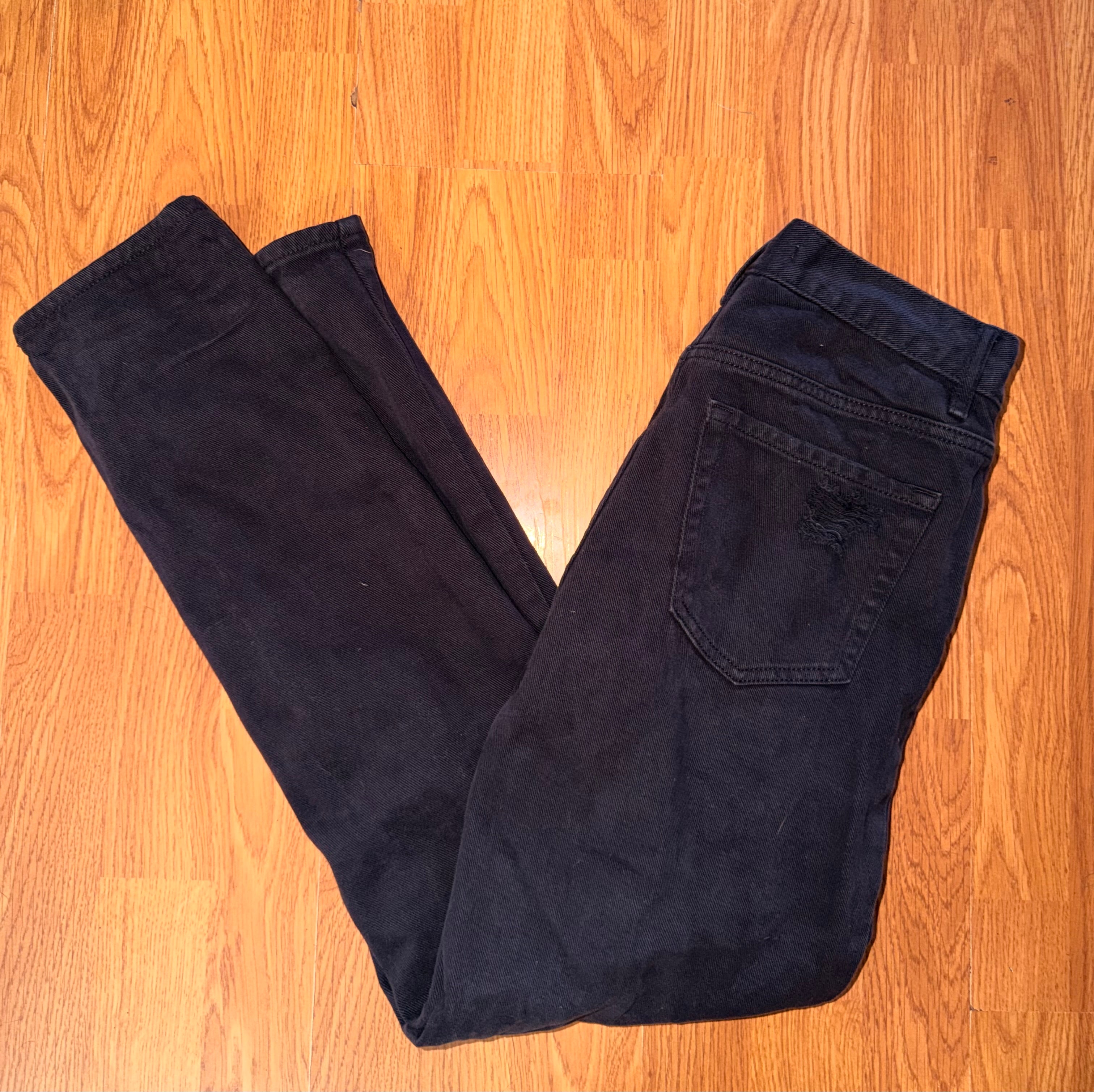 Pacsun Ultra Hi Rise Slim Straight Black Distressed Jeans - 26”
