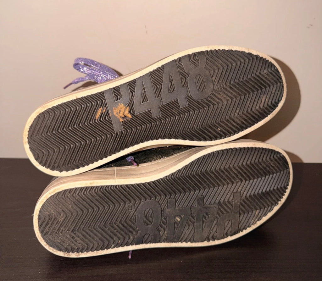 P448 Glitter Embellished High Top Sneakers - 6.5