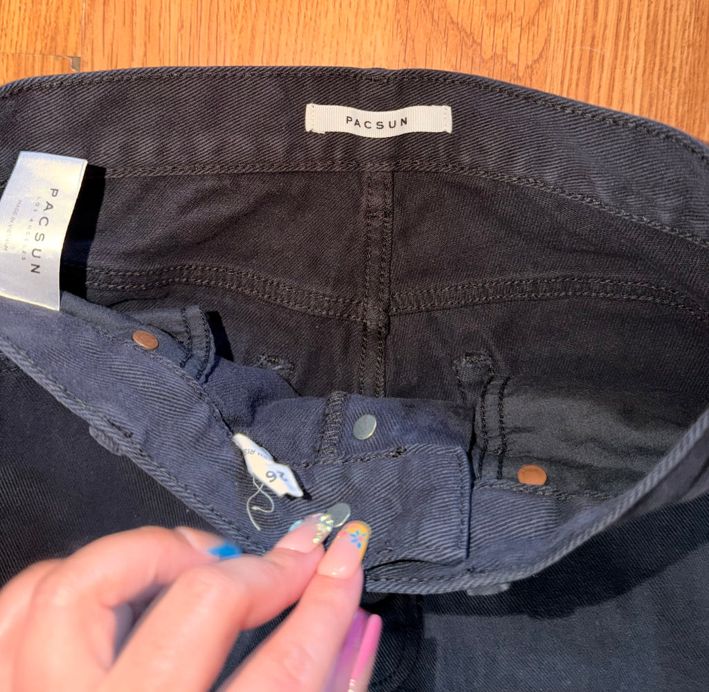 Pacsun Ultra Hi Rise Slim Straight Black Distressed Jeans - 26”