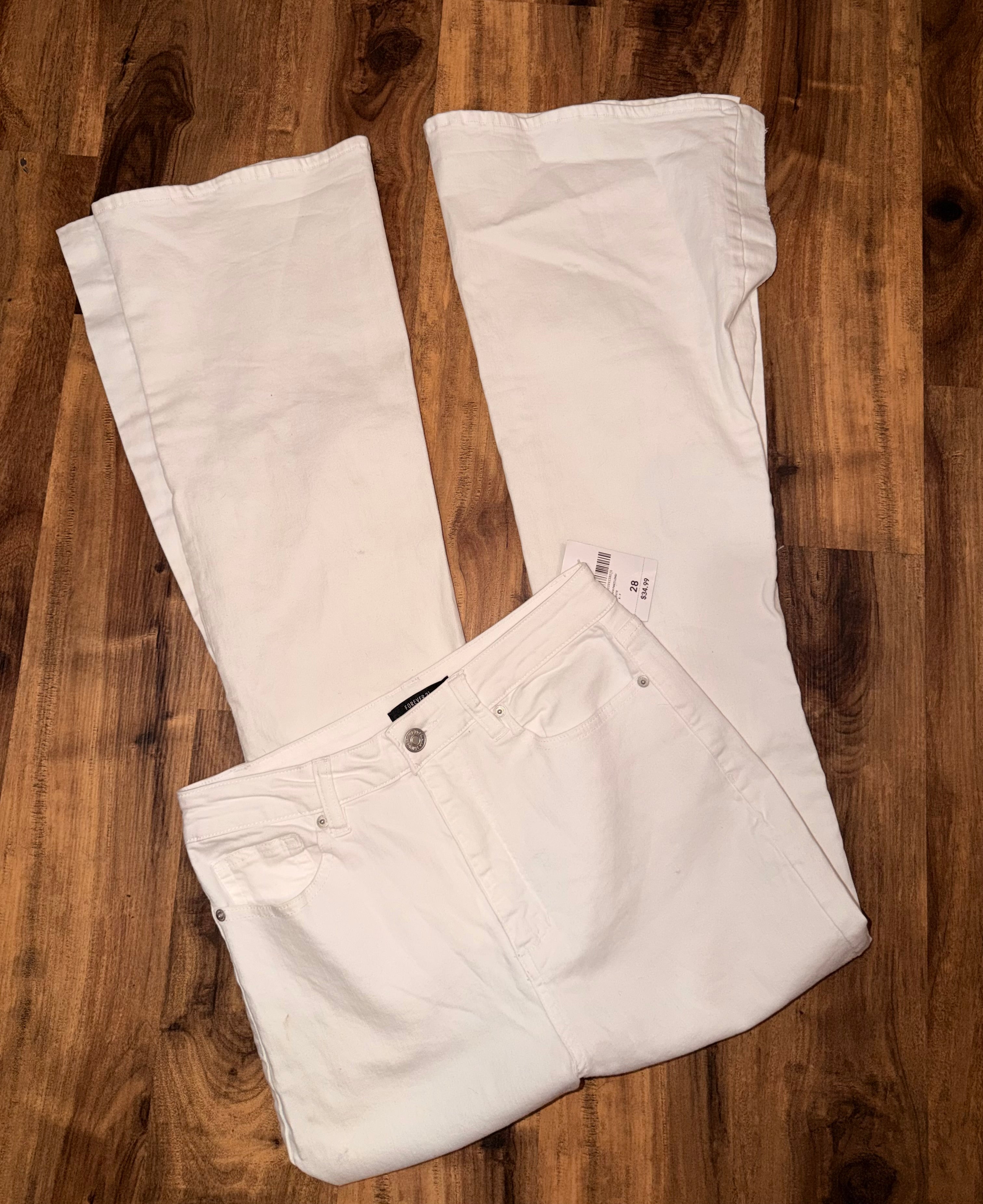 NWT Forever 21 White Flare Jeans - 28”