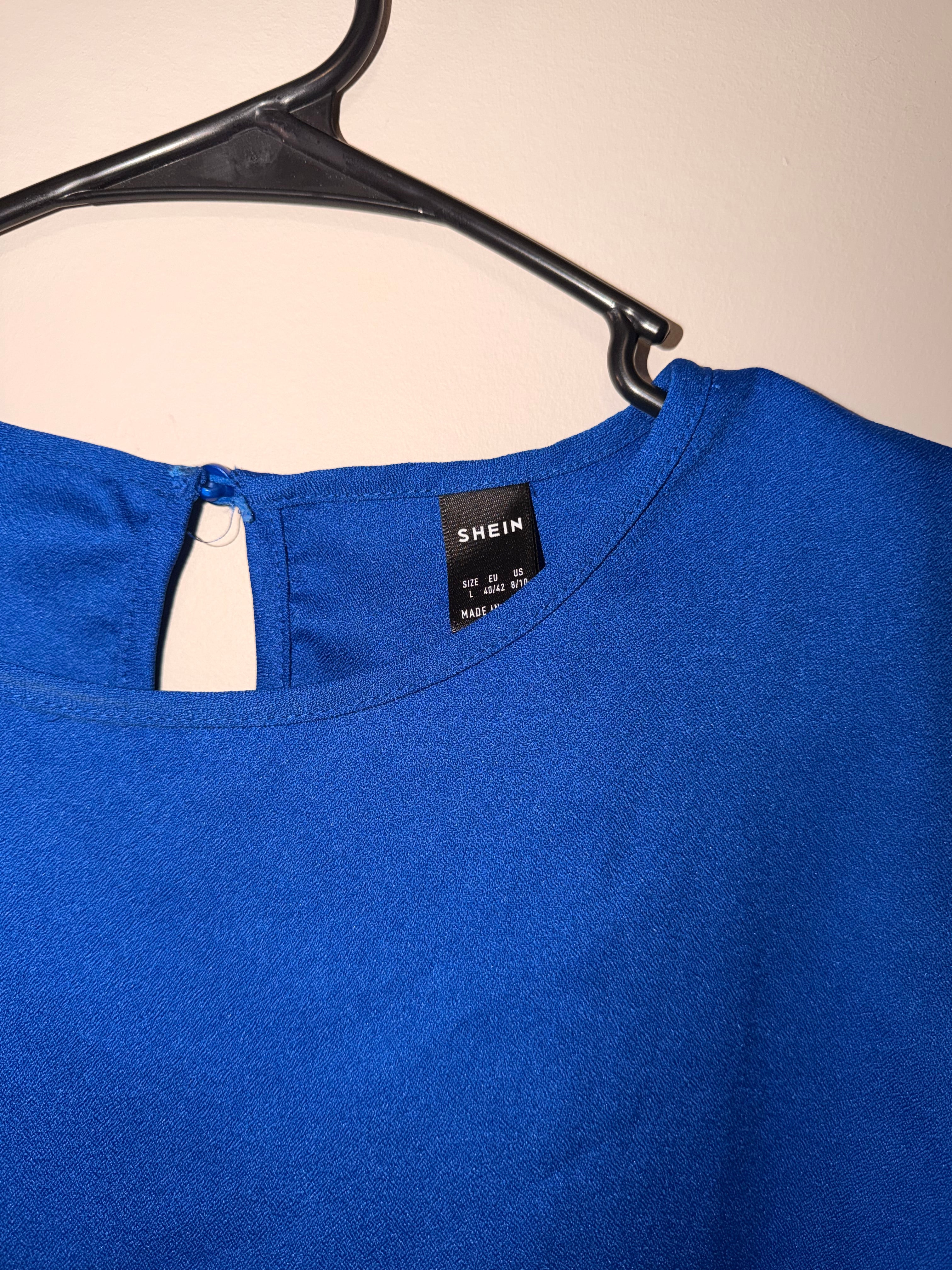 Shein Blue Ruffle Sleeve Blouse - Large