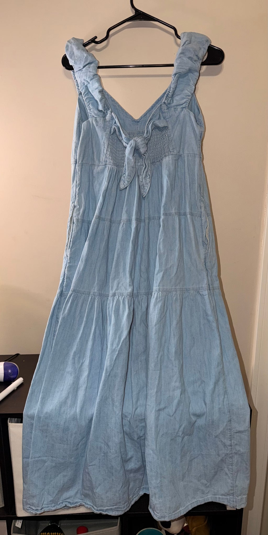Old Navy Denim Style Tie Back Midi Dress - Medium